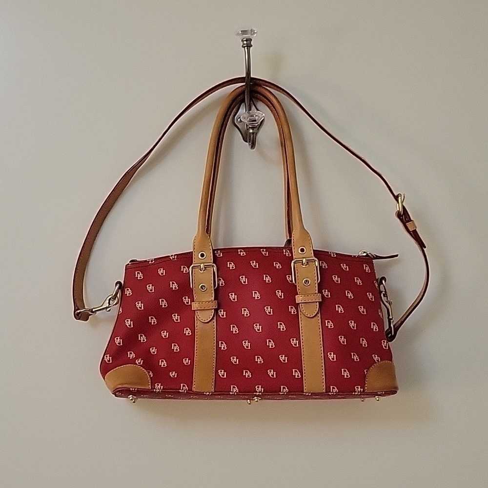 Vtg 1990s DOONEY & BOURKE Tomato Red Logo Satchel Shoulder Bag - Picture 9 of 15